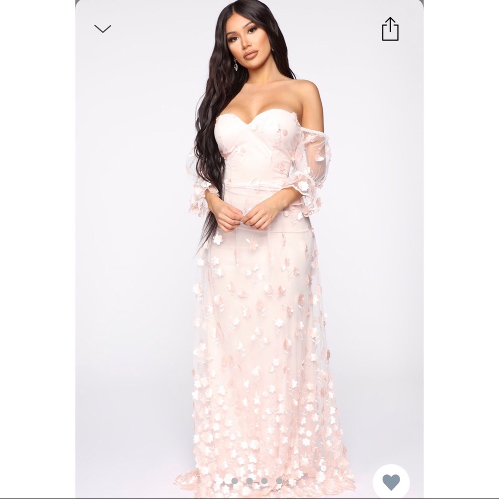 🚨Pretty Flower Mesh Maxi Dress - Blush🚨